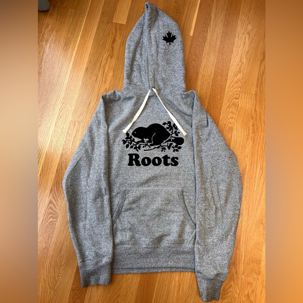 Roots Gray Hoodie with Black Beaver Logo